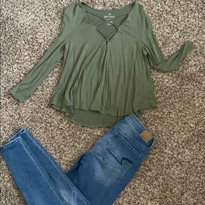 Green soft and sexy relaxed shirt